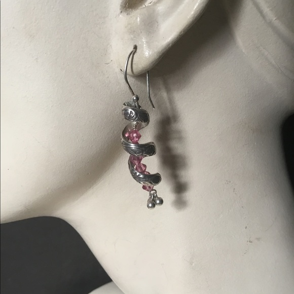 Hawaiian Plumeria Sterling Silver Snake Crystal Earrings & Ring Sz 7  Lot of 2🌺